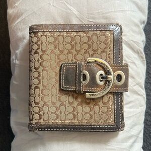 Vintage Coach SoHo Canvas Monogram Brown Wallet with Buckle